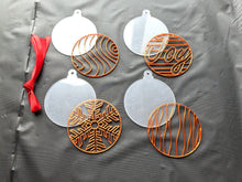 Load image into Gallery viewer, Holiday Tree Ornament Kit # 2 (4 Patterns with acrylic bases and ribbons)
