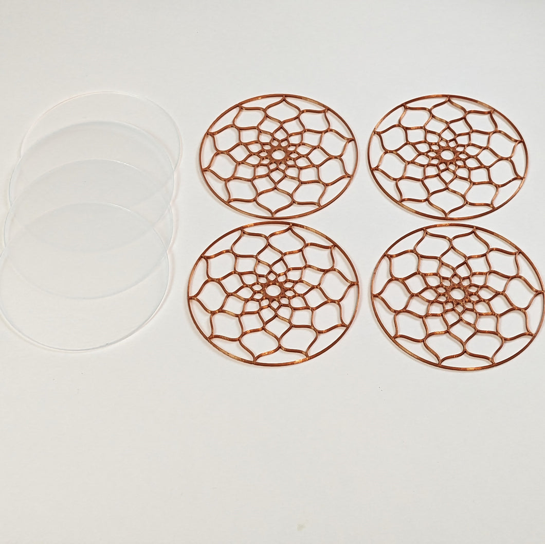 Flower Design Coasters  (4 Patterns with acrylic bases)