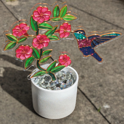 Hummingbird Plant Pot Resin Art template and Panel