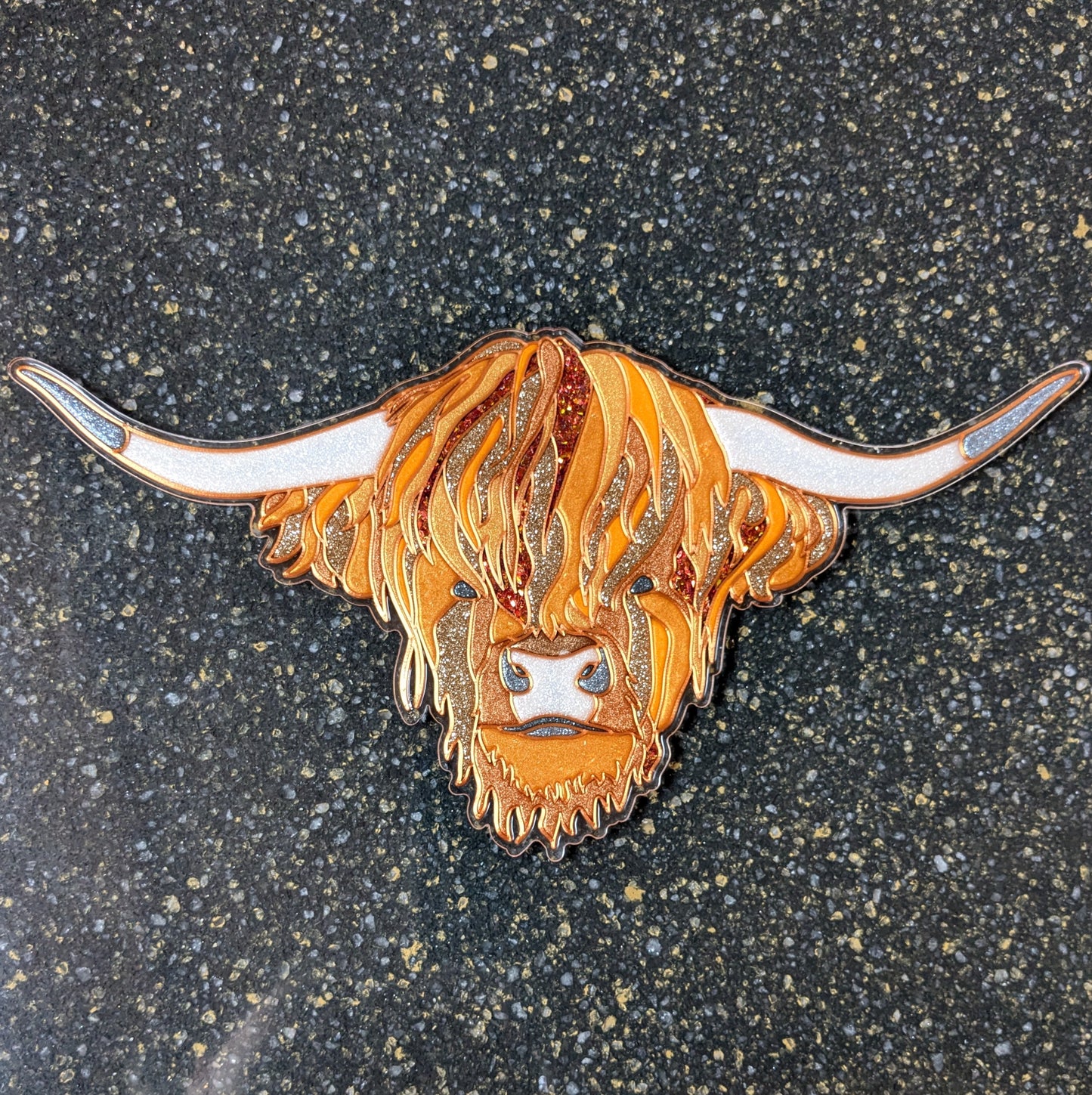 Finished Highland Cow resin artwork made using template