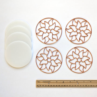 Poinsettia Design Coasters  (4 Patterns with acrylic bases)