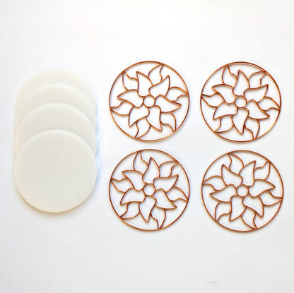 Poinsettia Design Coasters  (4 Patterns with acrylic bases)