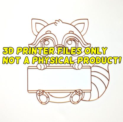 Raccoon Name Plate -  3D printer files Digital Download