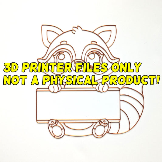 Raccoon Name Plate -  3D printer files Digital Download
