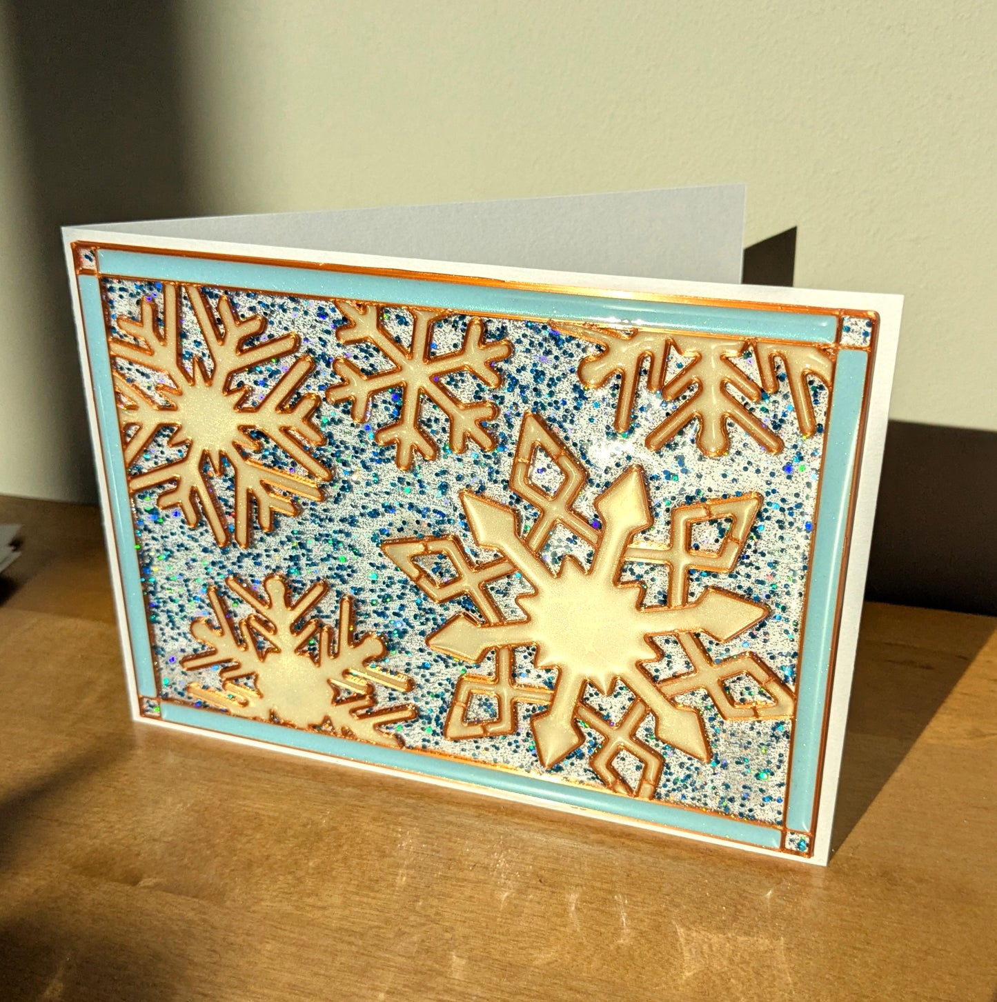 Snowflakes greeting card resin art template