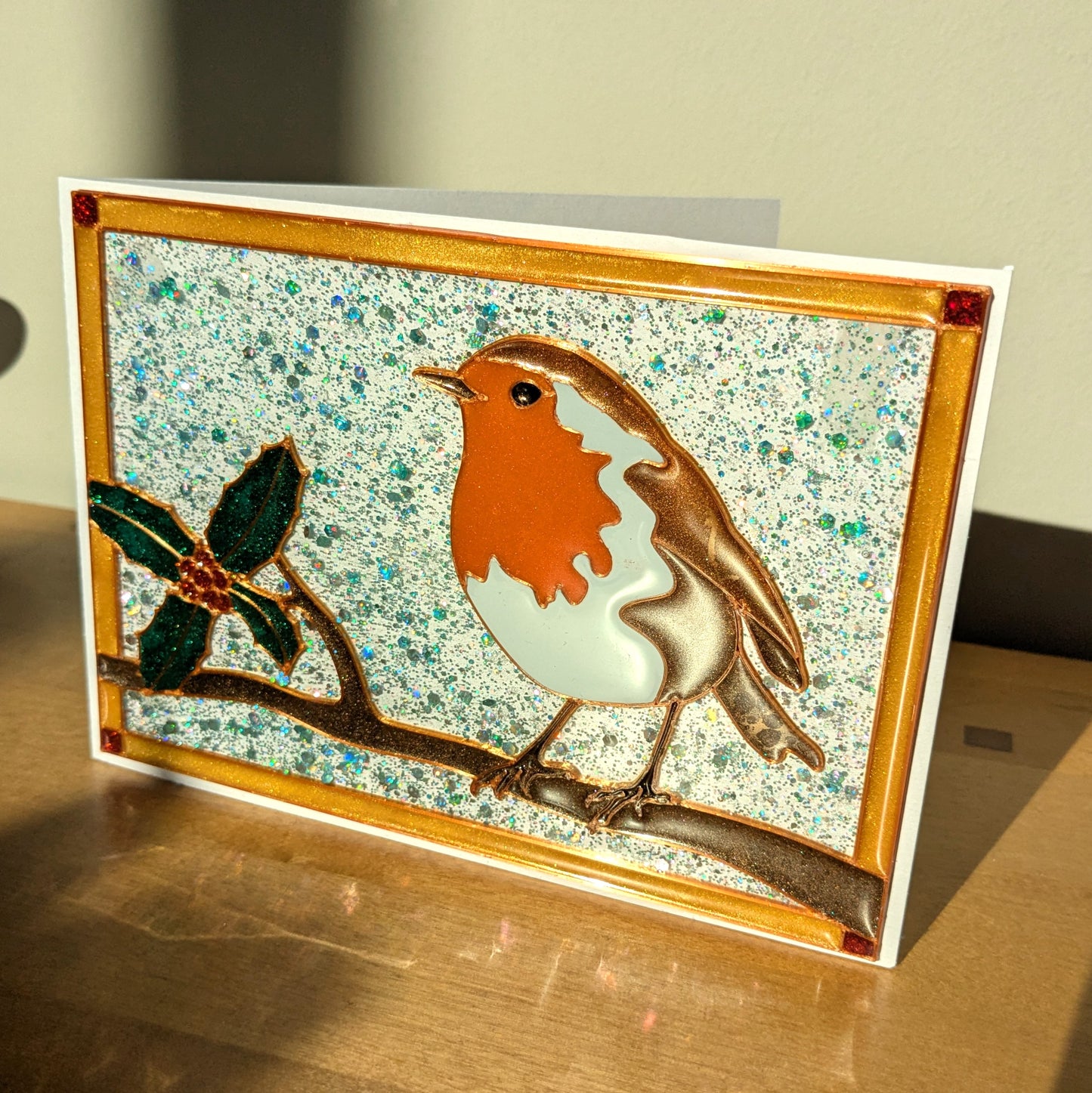 Robin greeting card resin art template