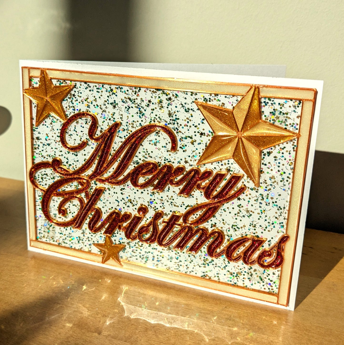 Merry Christmas greeting card resin art template