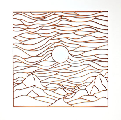 Sunset over Mountains Resin Art Template