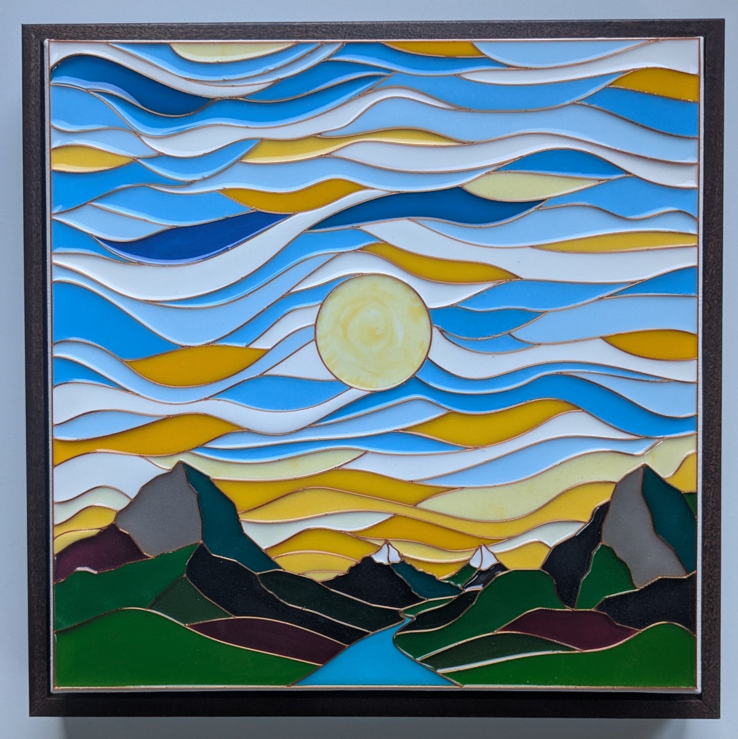 Sunset over Mountains Resin Art Template