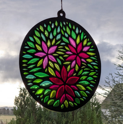 Flowers Suncatcher MDF template for resin art