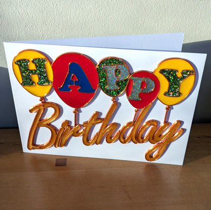 Balloons Birthday card resin art template