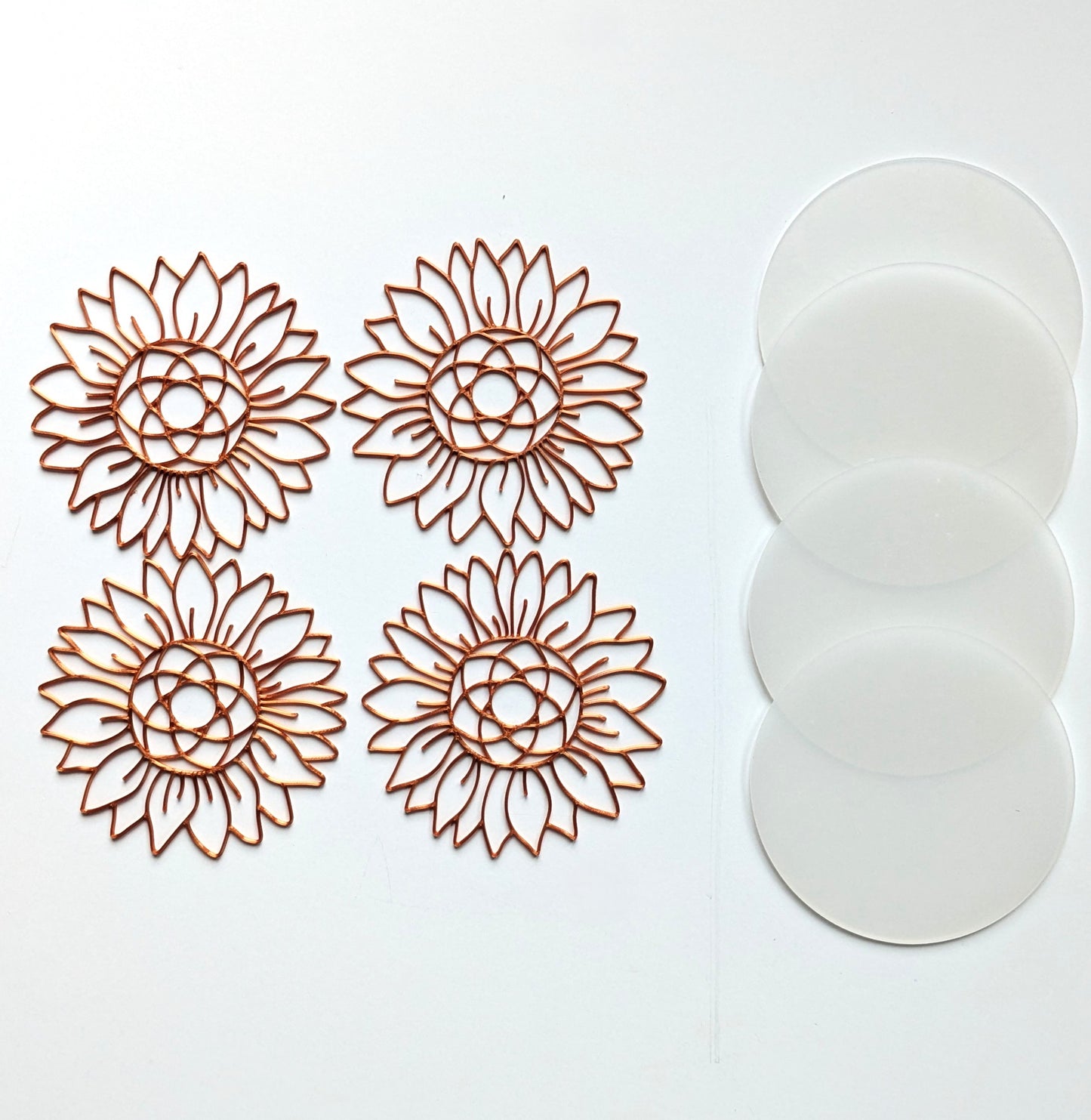 Sunflower Design Coasters  (4 Patterns with acrylic bases)