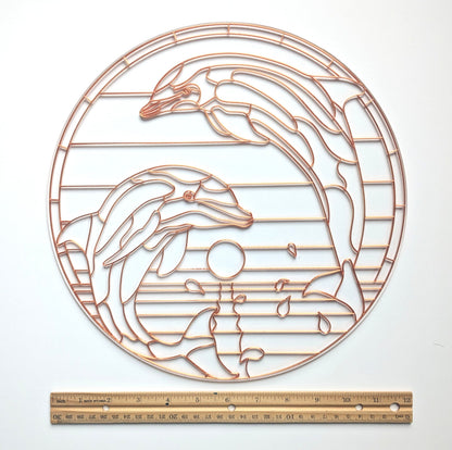 Dolphins fluid art or resin art template with ruler for scale