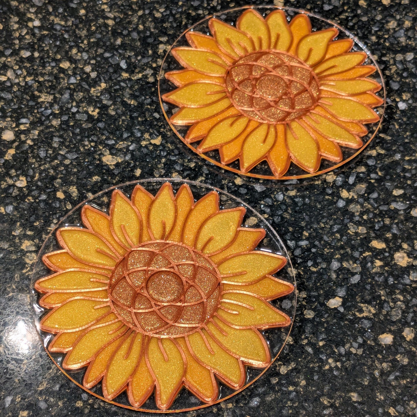 Sunflower Design Coasters  (4 Patterns with acrylic bases)