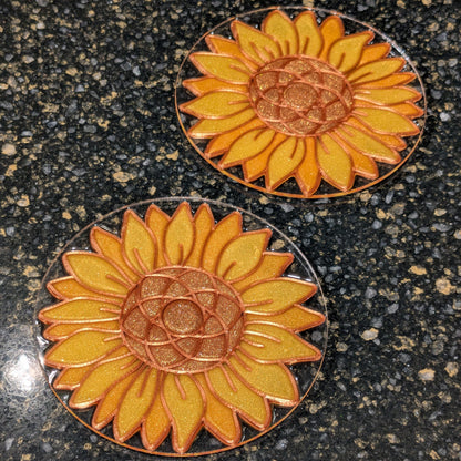 Sunflower Design Coasters  (4 Patterns with acrylic bases)