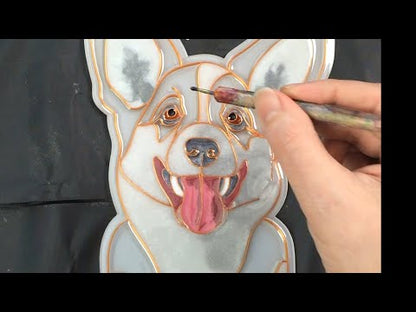 Corgi shaped Acrylic Art Panel with stand