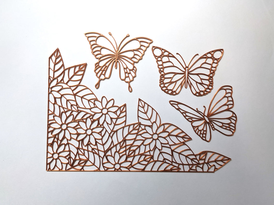 Butterfly and leaves bundle (3 butterflies and one leaves pattern)