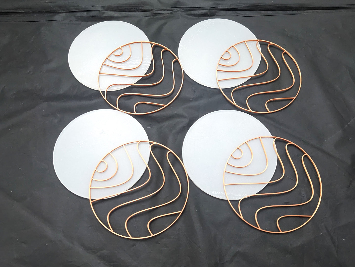 Waves Design Coasters  (4 Patterns with acrylic bases)