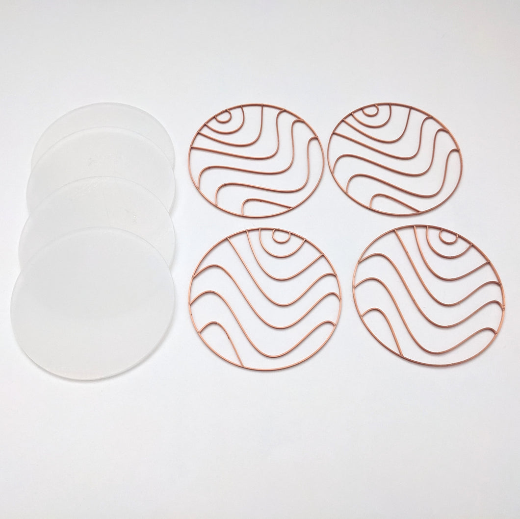 Waves Design Coasters  (4 Patterns with acrylic bases)