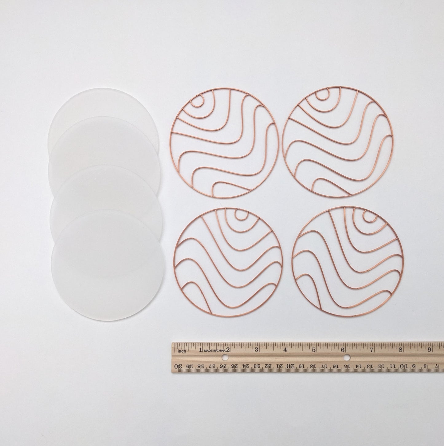 Waves Design Coasters  (4 Patterns with acrylic bases)