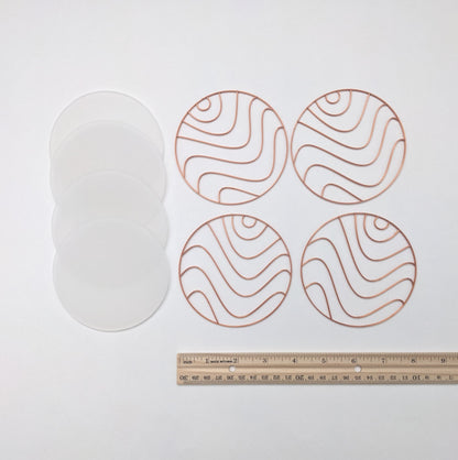 Waves Design Coasters  (4 Patterns with acrylic bases)