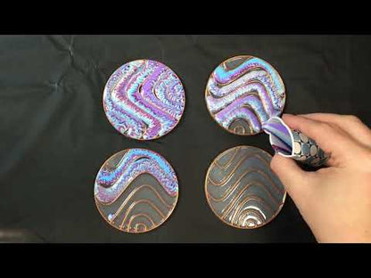 Waves Design Coasters  (4 Patterns with acrylic bases)